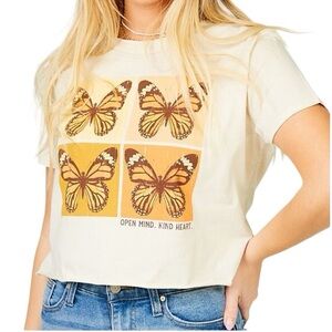 Altar’d State Butterfly Graphic Cropped Tee USA 100% Cotton Size Small